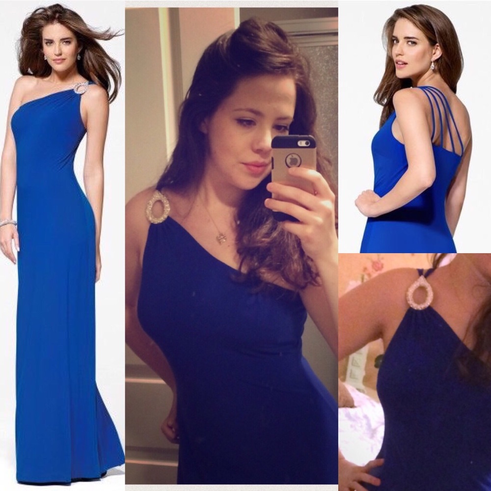 Stretchy Prom Wedding Cobalt Floor Length Gown