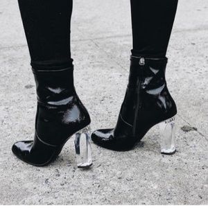 Steve Madden black bootie with clear heel