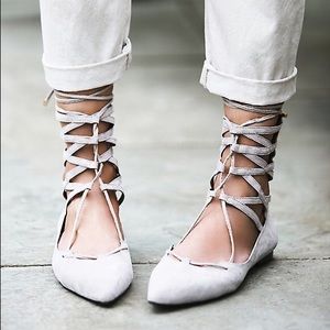 Jeffrey Campbell Grey Suede Atrium Flats Size 7