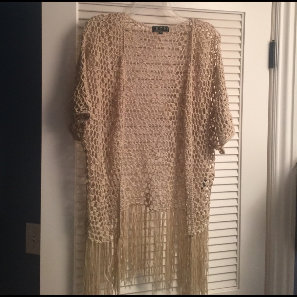 NWOT Knitted Kimono with Fringe