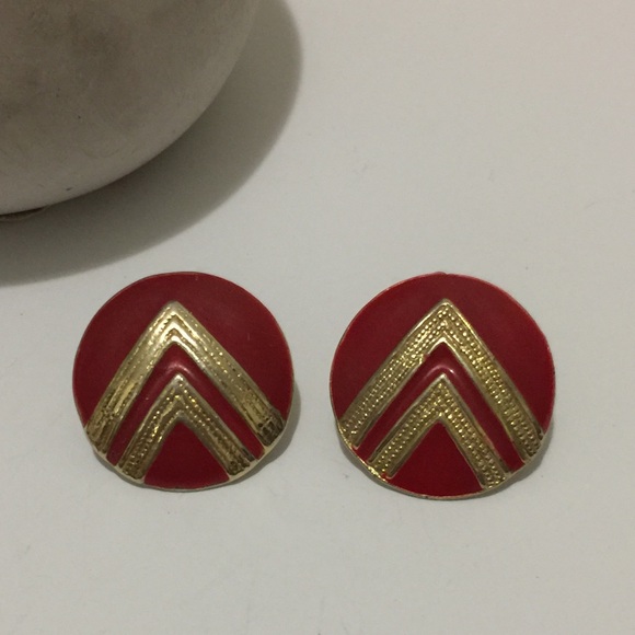 Red Gold Vintage Earrings - Picture 4 of 4
