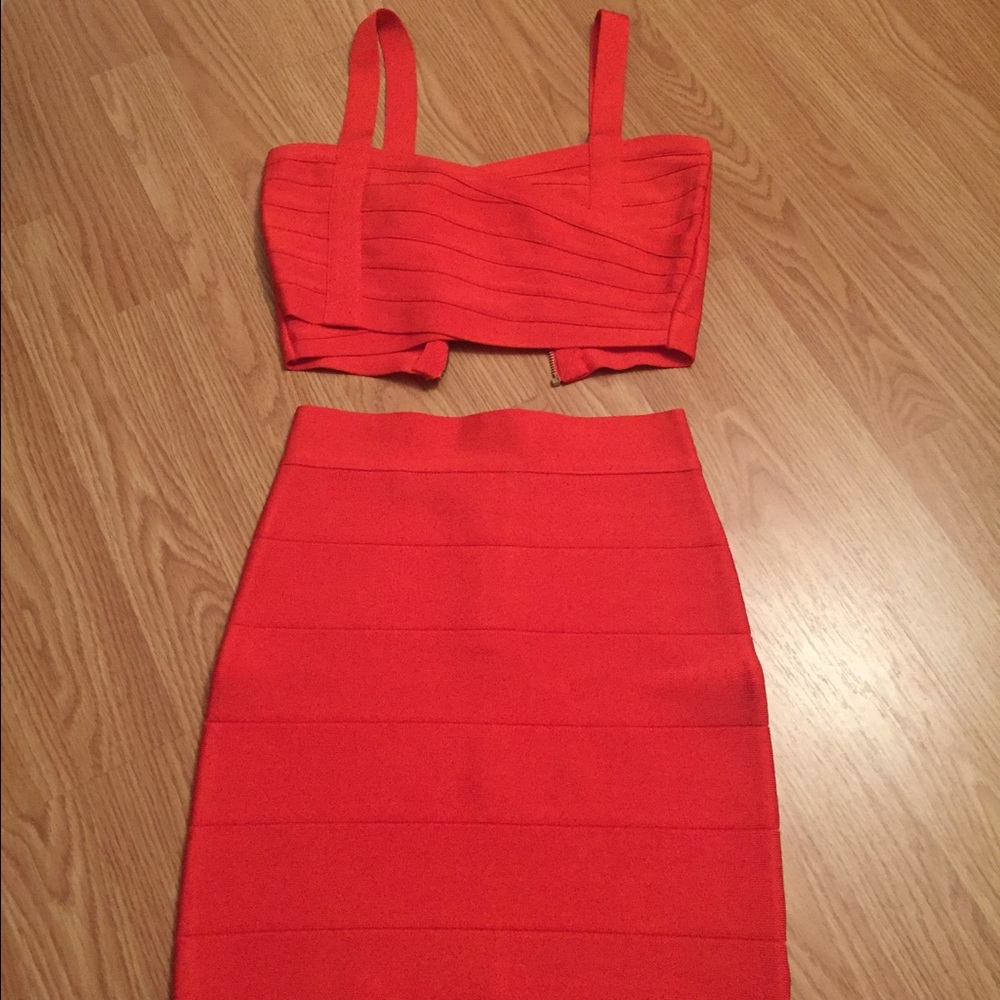Matching red Bebe set never worn