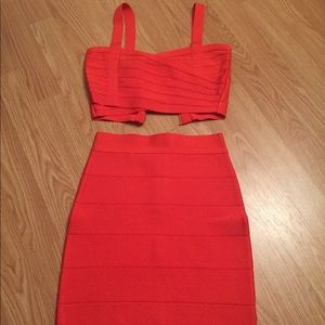 Matching red Bebe set never worn