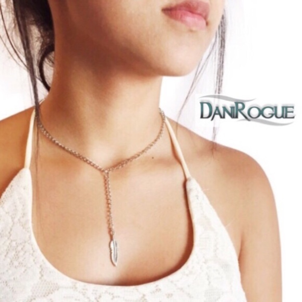 Feather Drop Chain Choker