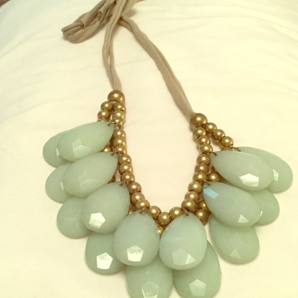 Anthropologie pale green glass necklace. Original.