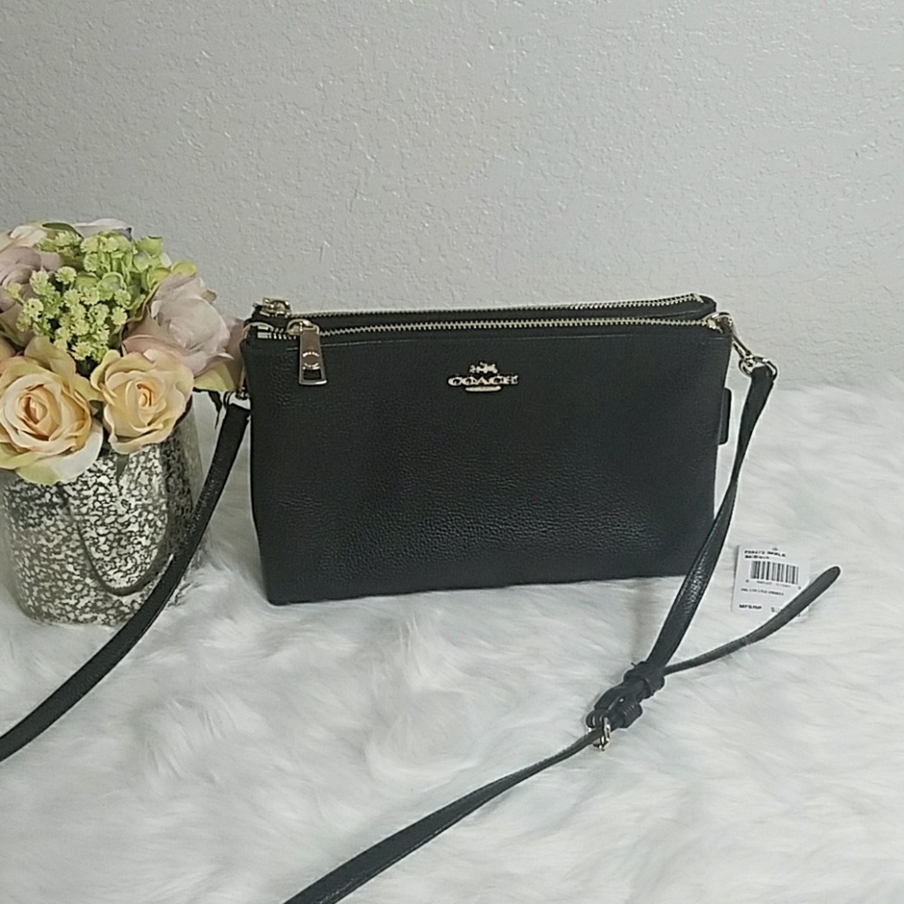 Coach Black crossbody light gold hardware like new