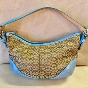 Coach mini hobo bag with blue leather