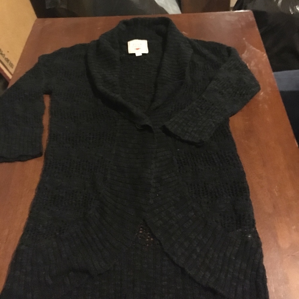 JRS BLACK CROCHET SWEATER SIZE M