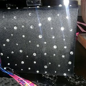 Sparkle party box purse with jeweled snap to close