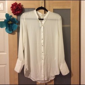 H&M long-sleeved sheer button-up blouse