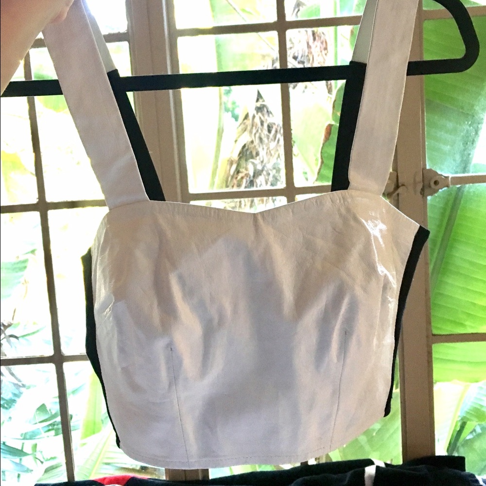 Aqua White Leather Crop Top