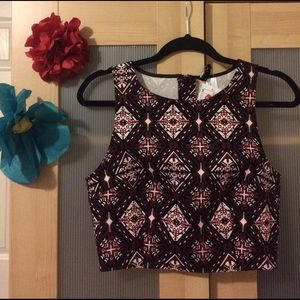 H&M sleeveless black & red crop top