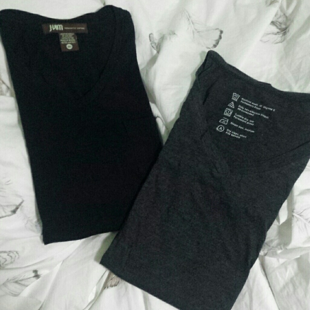 Black and charcoal v neck tshirt