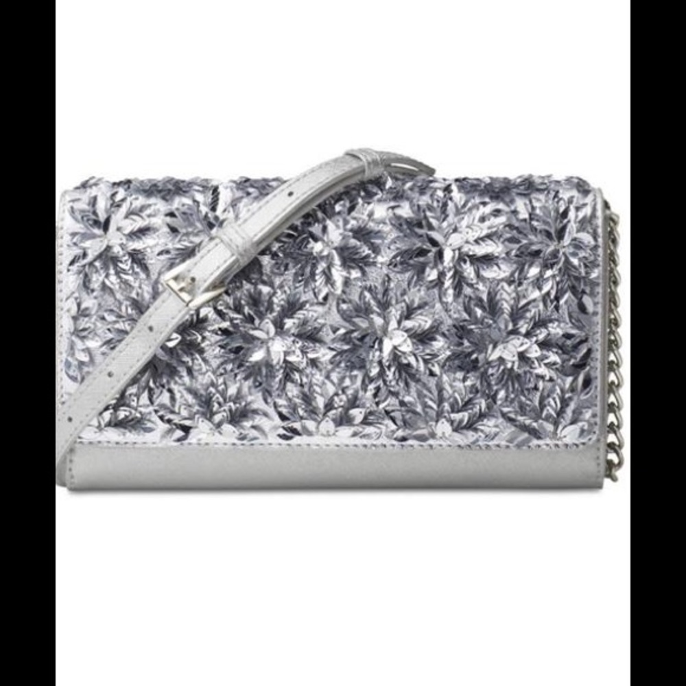 NWT MICHAEL KORS FLORA BURST XL WALLET ON A CHAIN