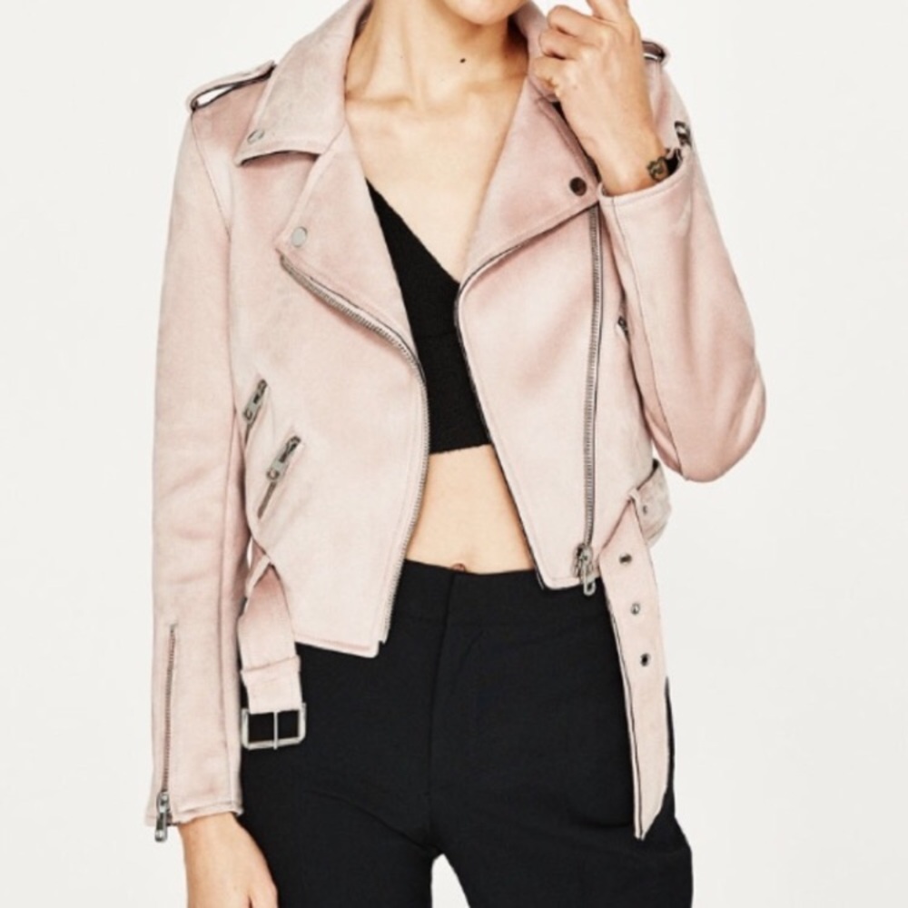ZARA 💞 Pink Suede Effect Jacket