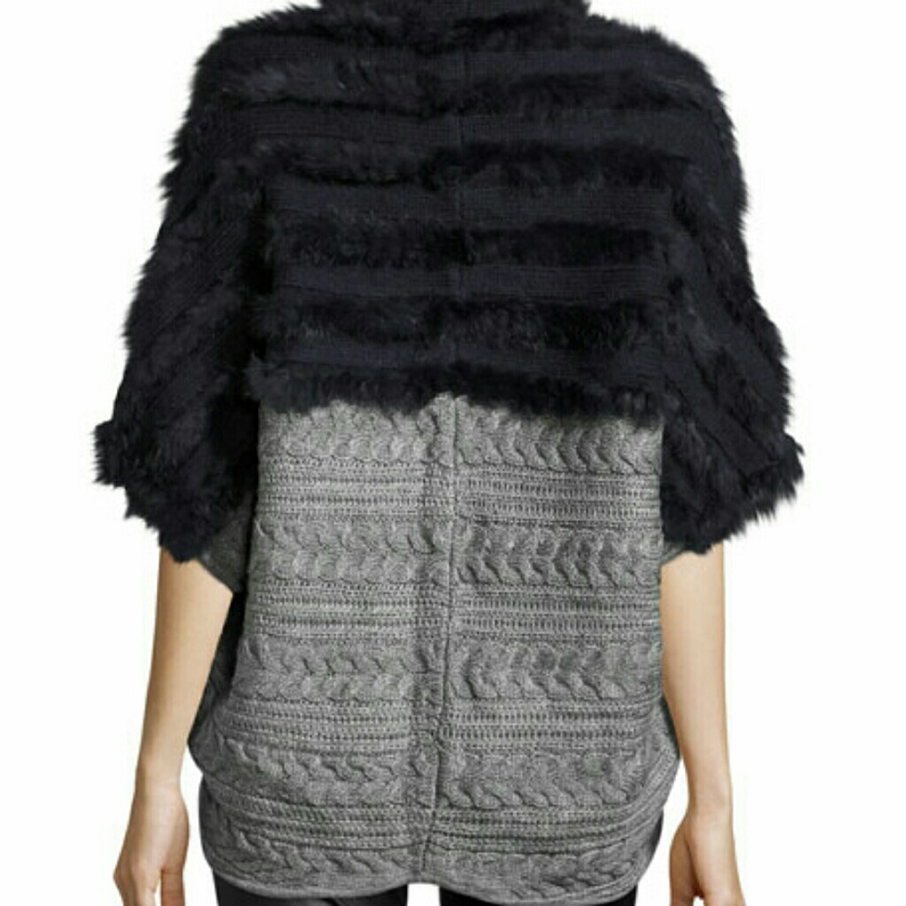Cable-Knit Rabbit Fur Cardigan/Poncho - Picture 2 of 2
