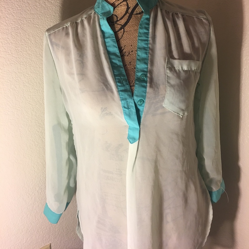 Sheer aqua blouse from Rue 21