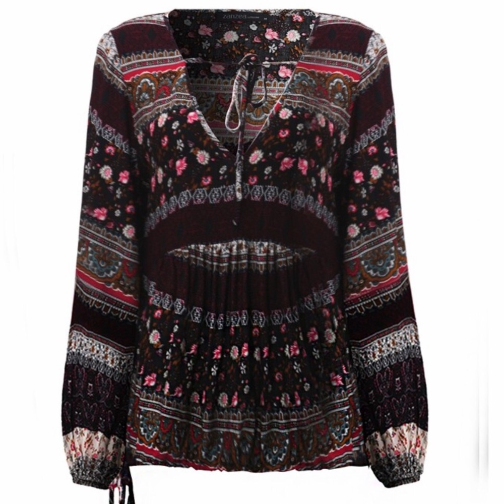 Boho Key-Hole Floral Tunic - Picture 4 of 8