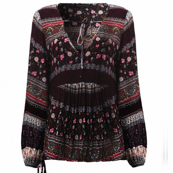 Boho Key-Hole Floral Tunic - Picture 4 of 8