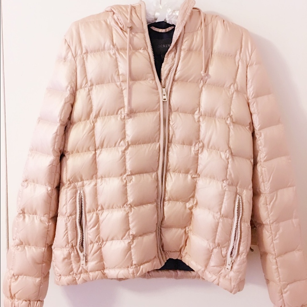 J crew puffer jacket champagne color size s