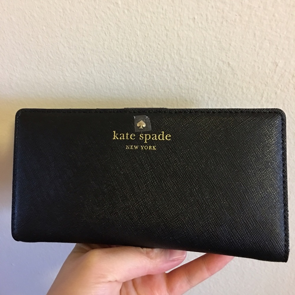 Kate spade large Stacy black wallet with gift box