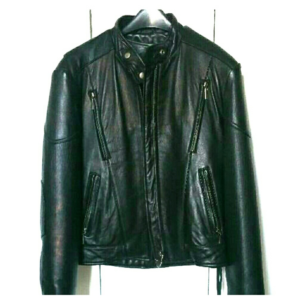 Leather motorcycle riding jacket (Dona Michi)