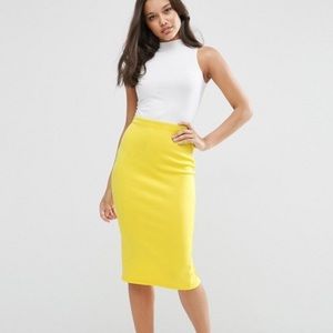 Yellow SCUBA pencil skirt
