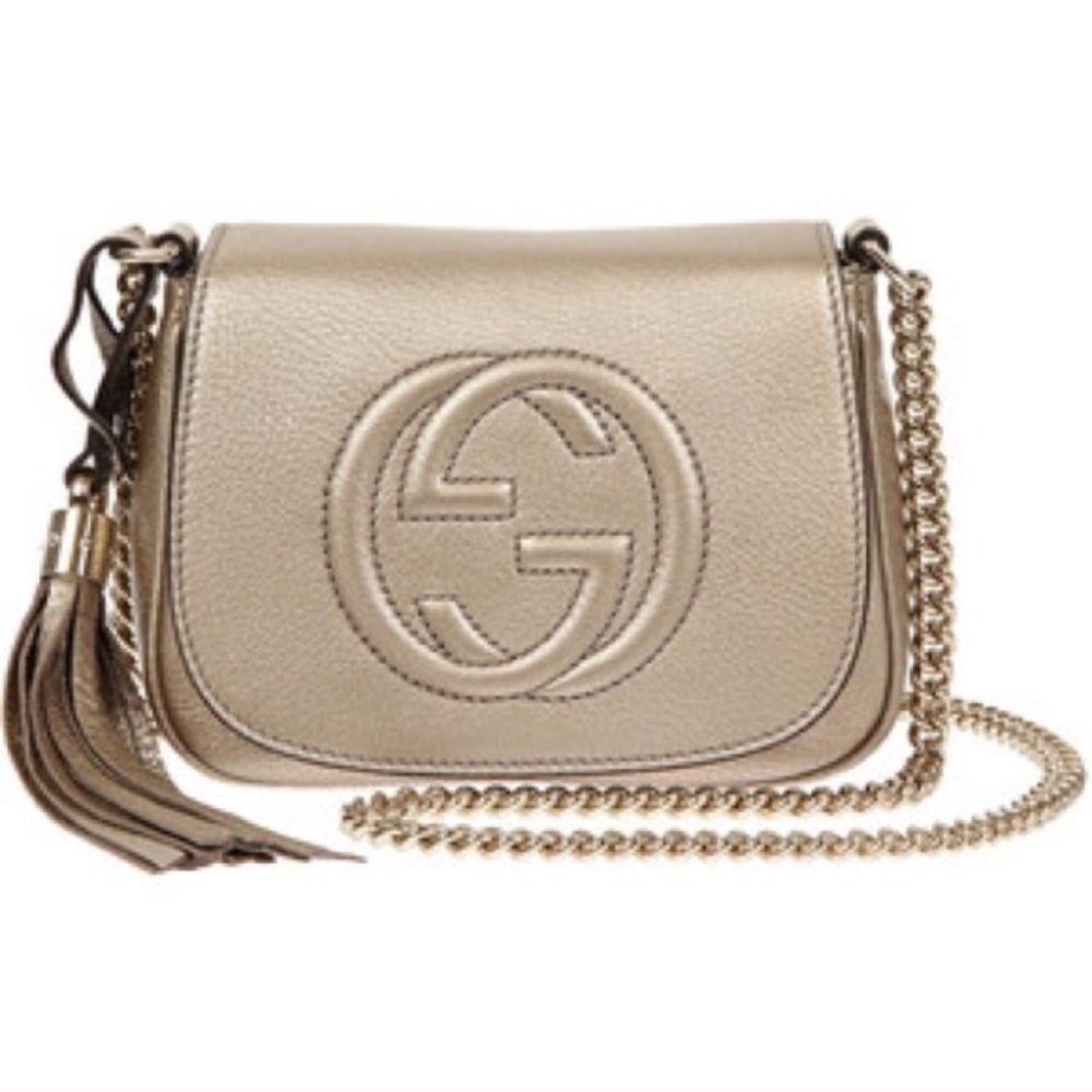 Gucci Soho Leather Chain Metallic Cross Body Bag