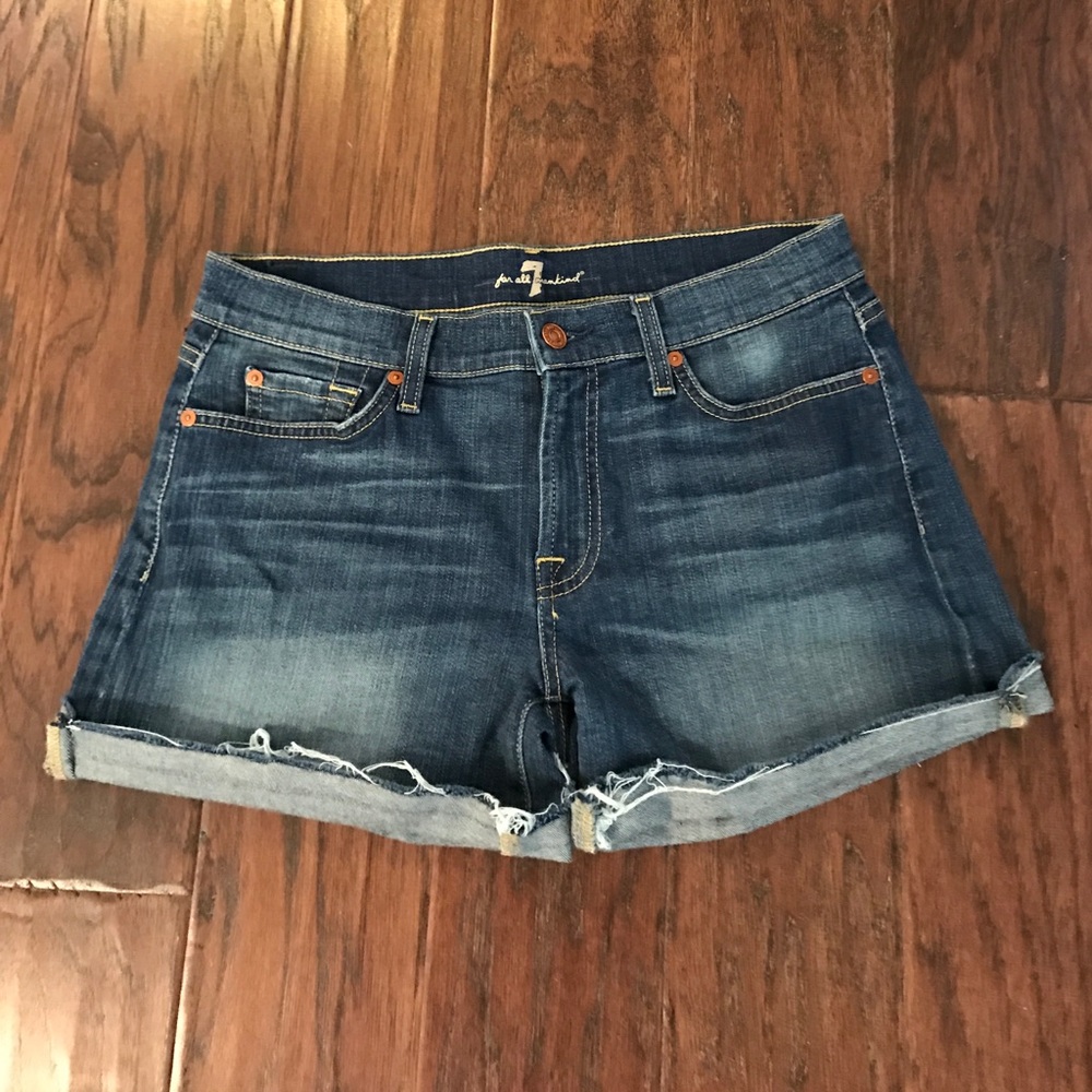 7 For All Mankind Frayed Denim Shorts