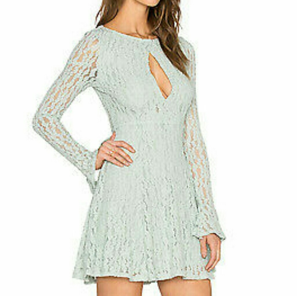 L NEW Free People Teen Witch Fit Flare Lace Dress