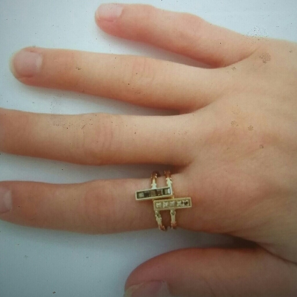 Swarovski square Bar stacking rings size 7 and 8