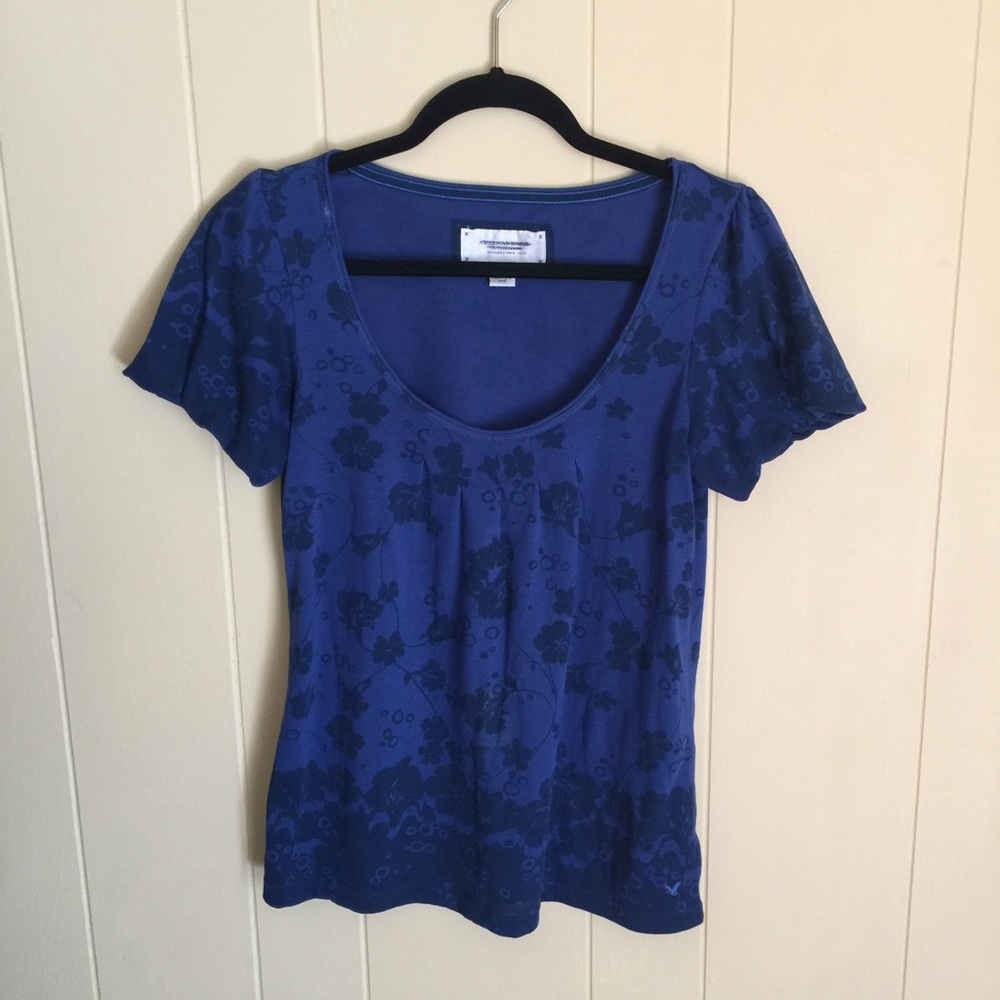 American Eagle Navy Short Sleeve Blouse