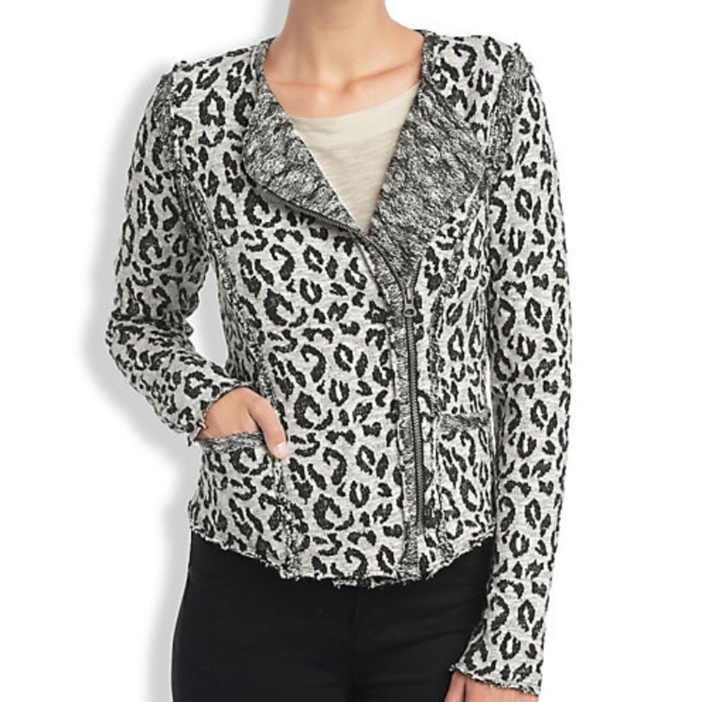 Lucky Leopard Animal Print Moto Zip Top