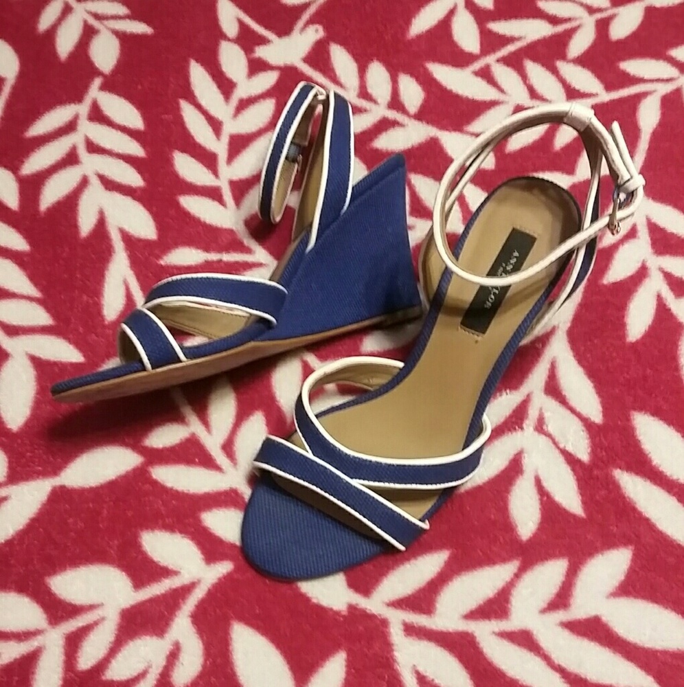 Ann Taylor royal blue wedged shoes