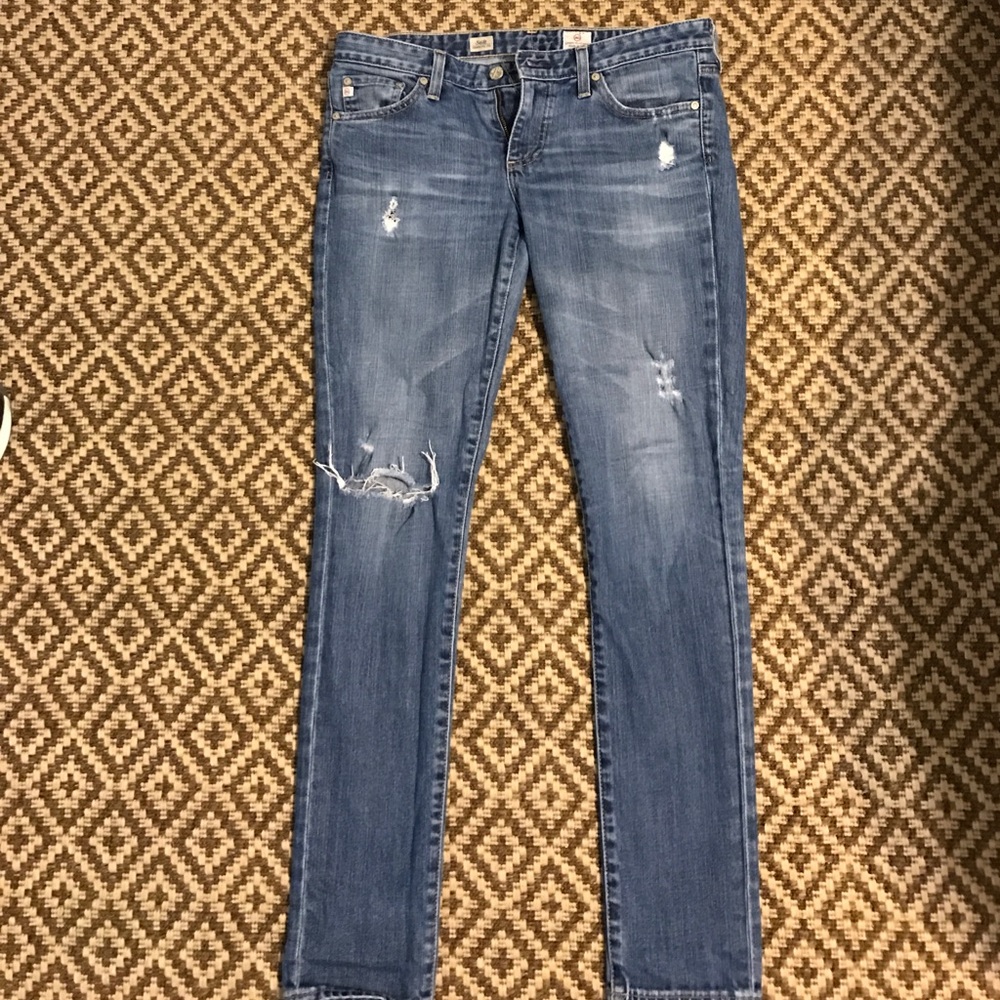 AG Stilt Cigarette Jeans - Distressed
