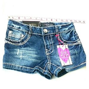 For Girls- Blue stretchy denim shorts- SOLD