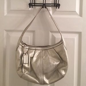 Coach hobo style purse metallic