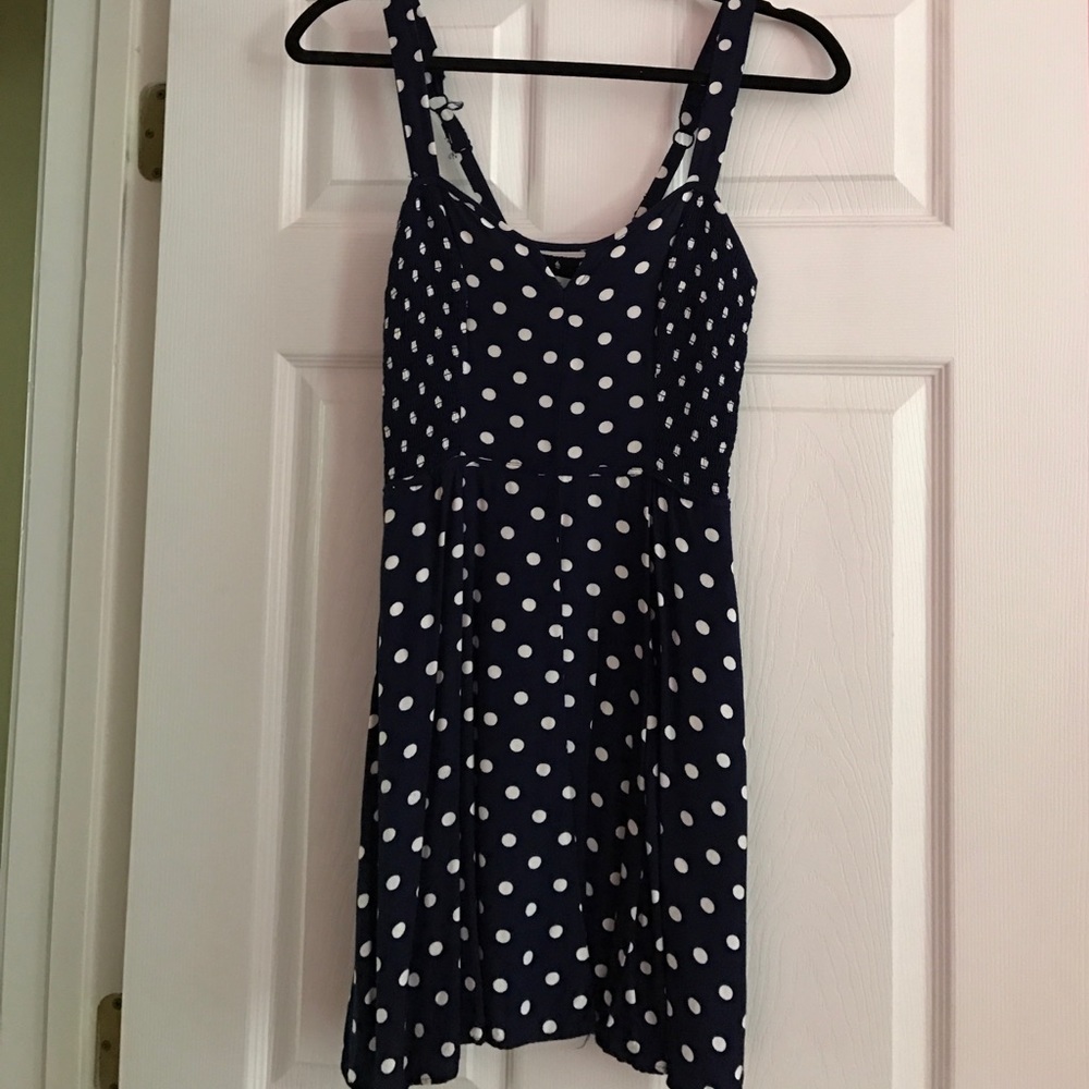 Kimchi Blue navy blue polka dot skater dress
