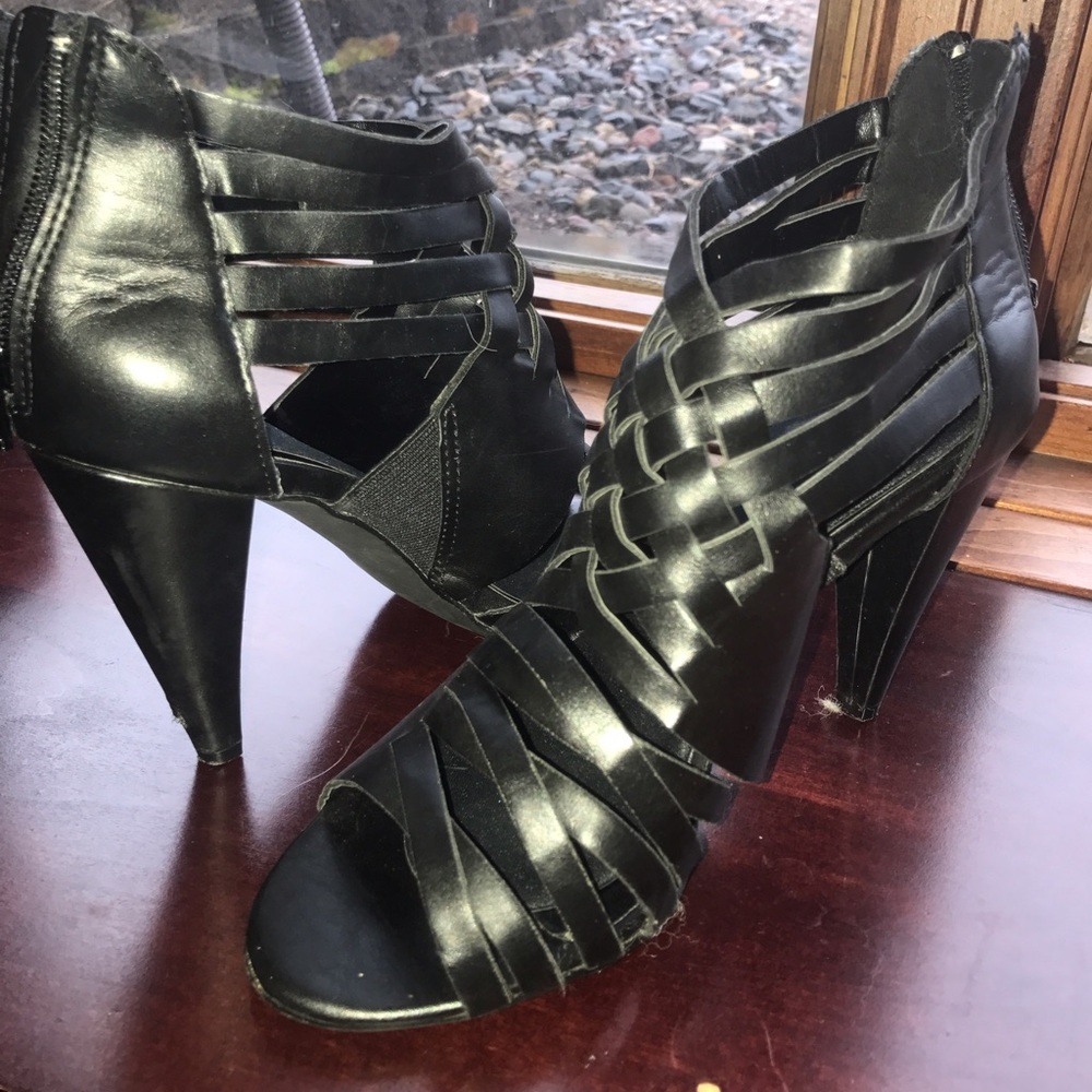 Black strappy heels
