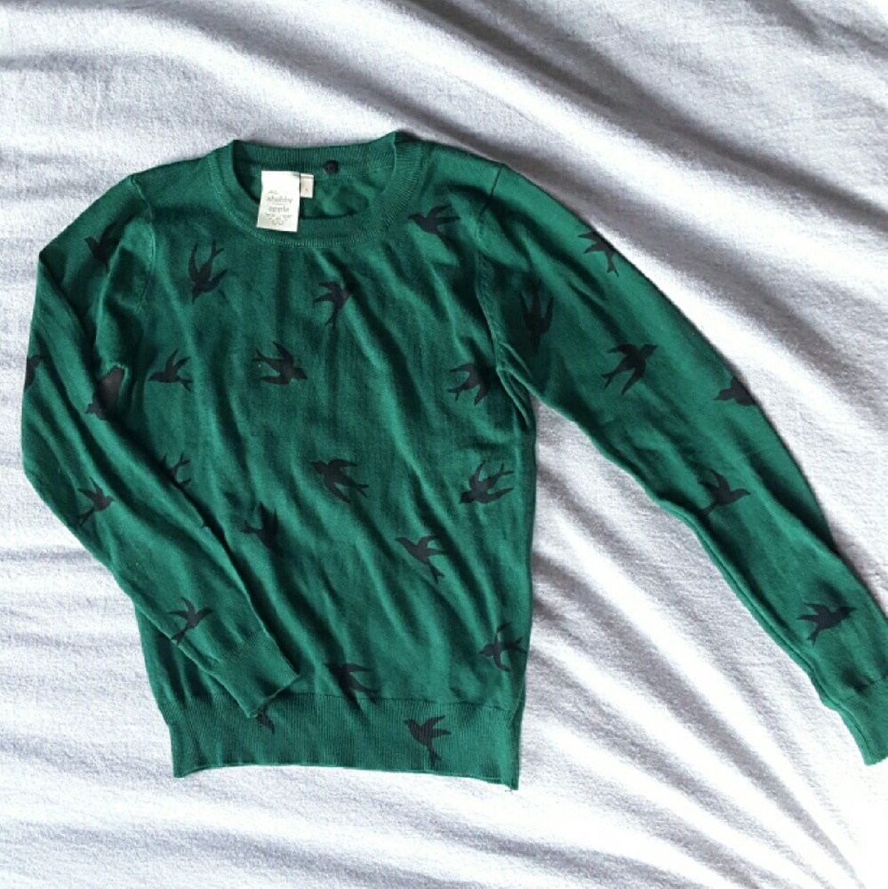 Shabby Apple Dark Green Bird Sweater