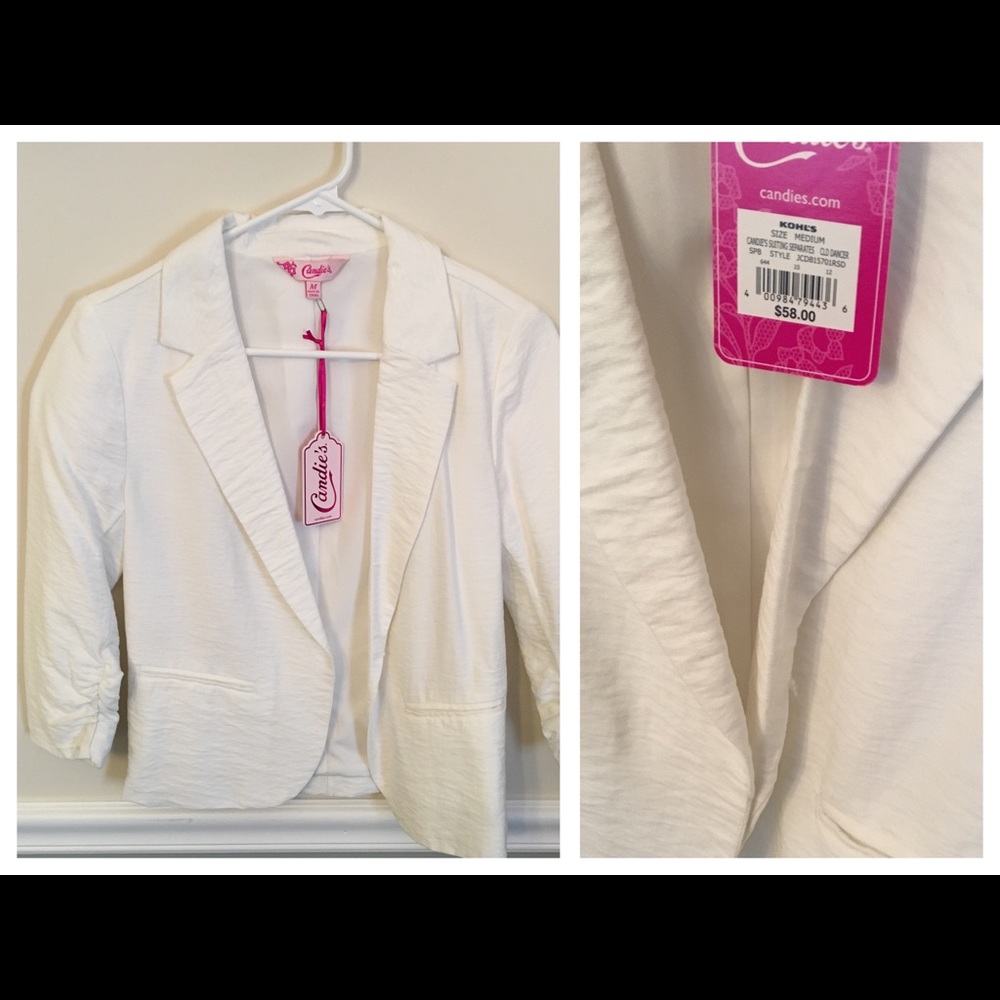 White crop 3/4 sleeve blazer