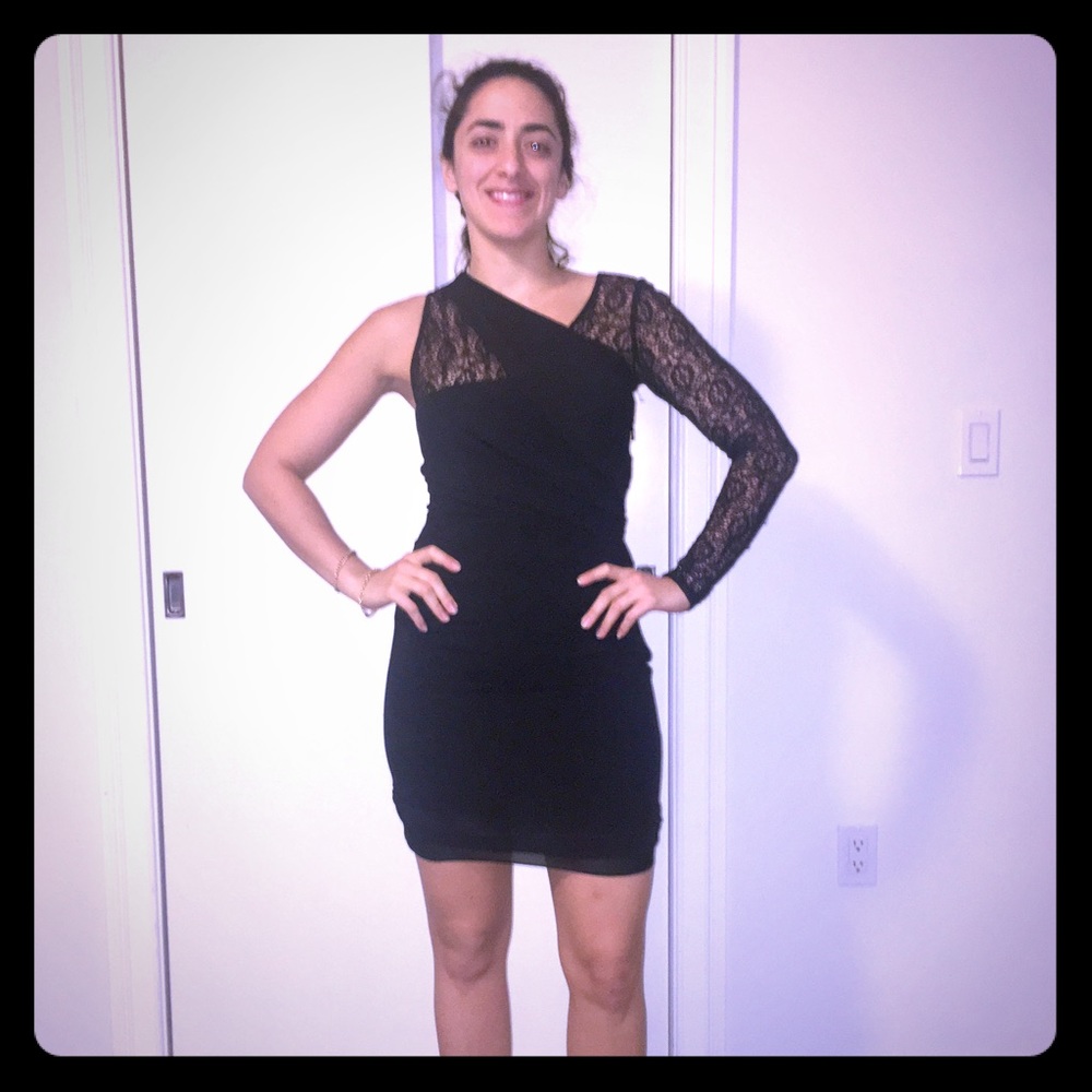 Helmut Lang Black Asymmetrical Dress, US 2