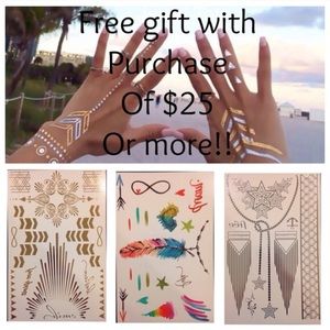 Metallic gold/rose gold/water color temp tattoos.