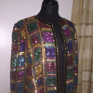 😍Vintage 100% Silk Sequin Jacket 🚨