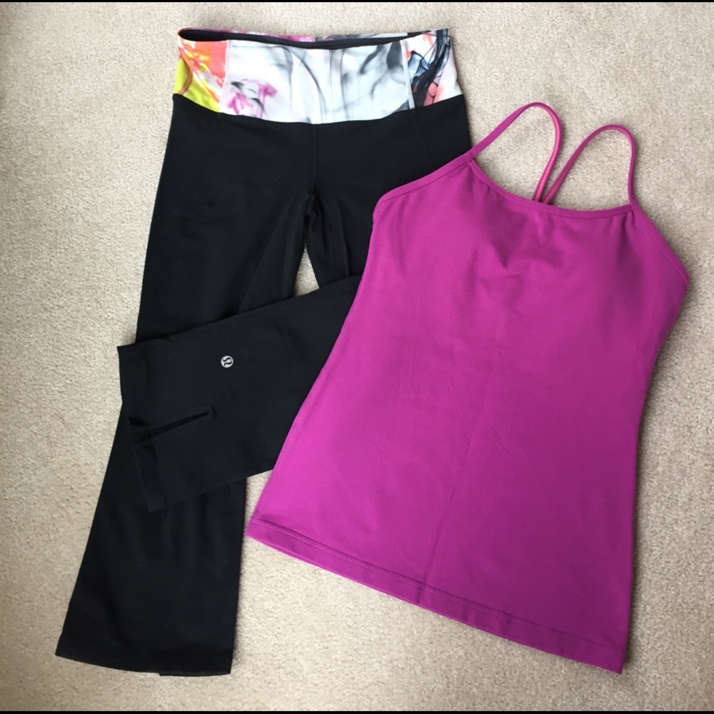 Lululemon reversible capris and Power Y tank