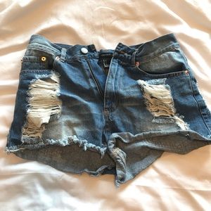 Jean high waisted ripped shorts