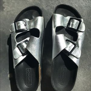Topshop Platform Silver Sandals