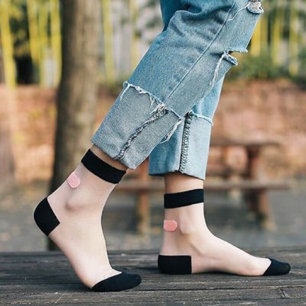 🌙SOLD🌙 BLACK Sheer Bandaid Ankle Socks