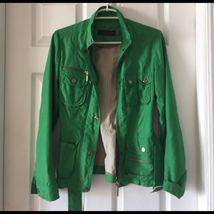 Zara fun green rain jacket belted with pockets