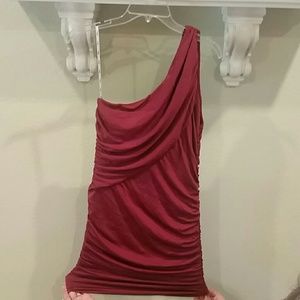 Burgandy fitted dress. Very sexy